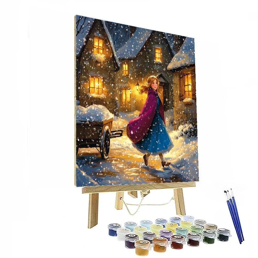 Anna Winter Village Stroll Disney Inspired Number painting