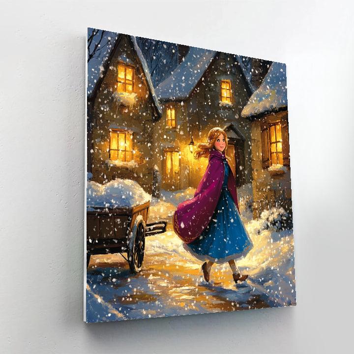 Anna Winter Village Stroll Disney Inspired Number painting