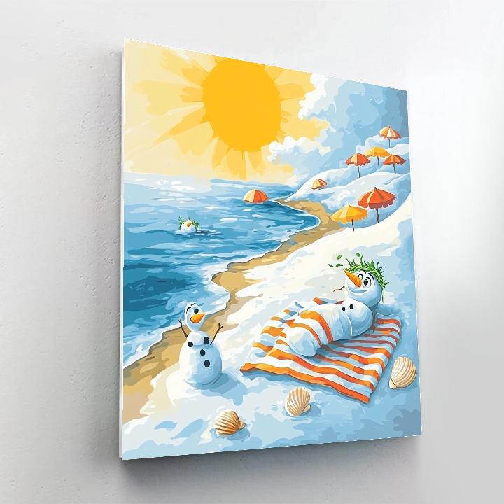 Olaf Sunny Snowy Beach Day Disney Inspired Number painting