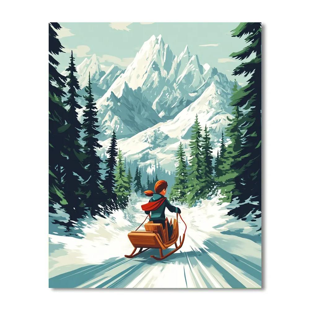 Kristoff Mountain Sled Delivery Disney Inspired Numbered painting kits