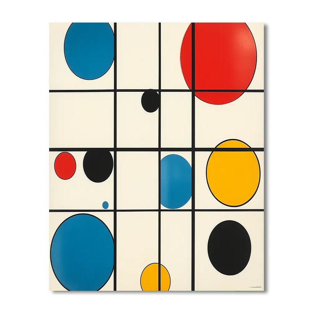 Mondrian Inspired Orbital Grid Paint by numbers art