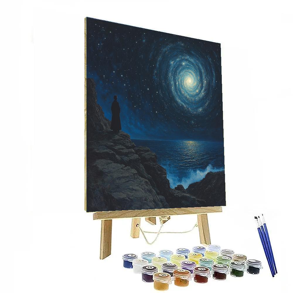 Caspar David Friedrich Inspired Lone Figure Above Galaxy painting number kit