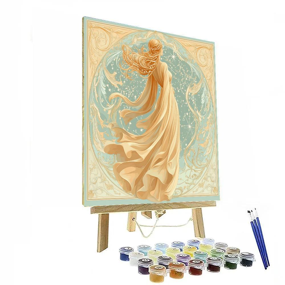 Alphonse Mucha Inspired Zodiac Constellation Muse DIY paint by numbers