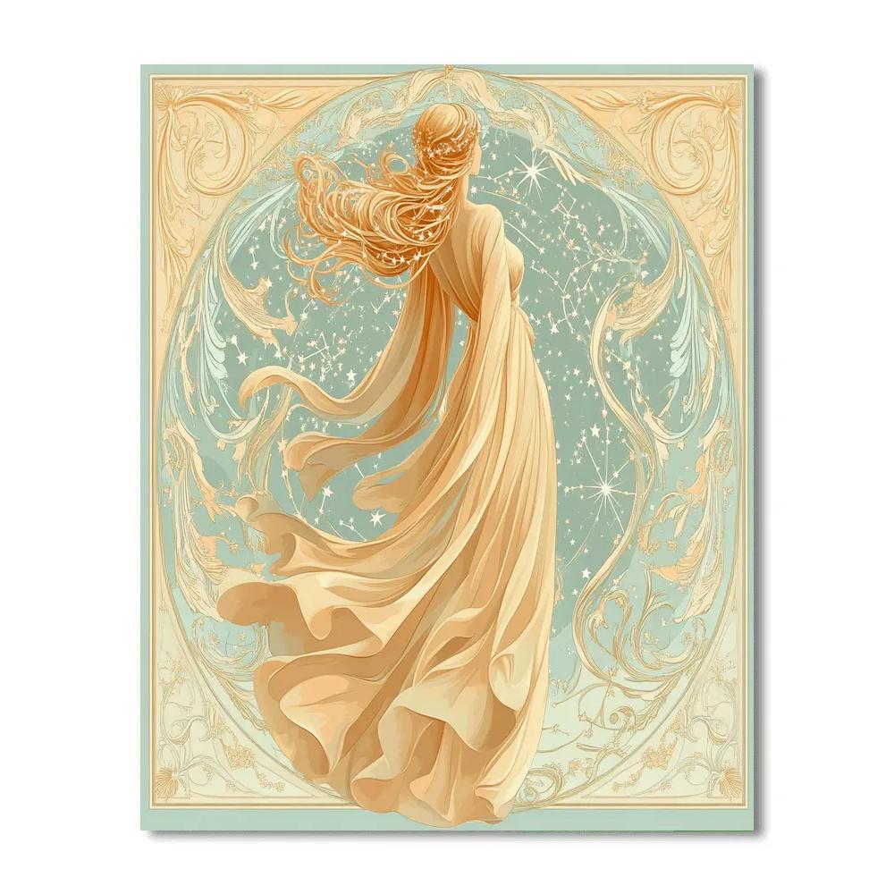 Alphonse Mucha Inspired Zodiac Constellation Muse DIY paint by numbers