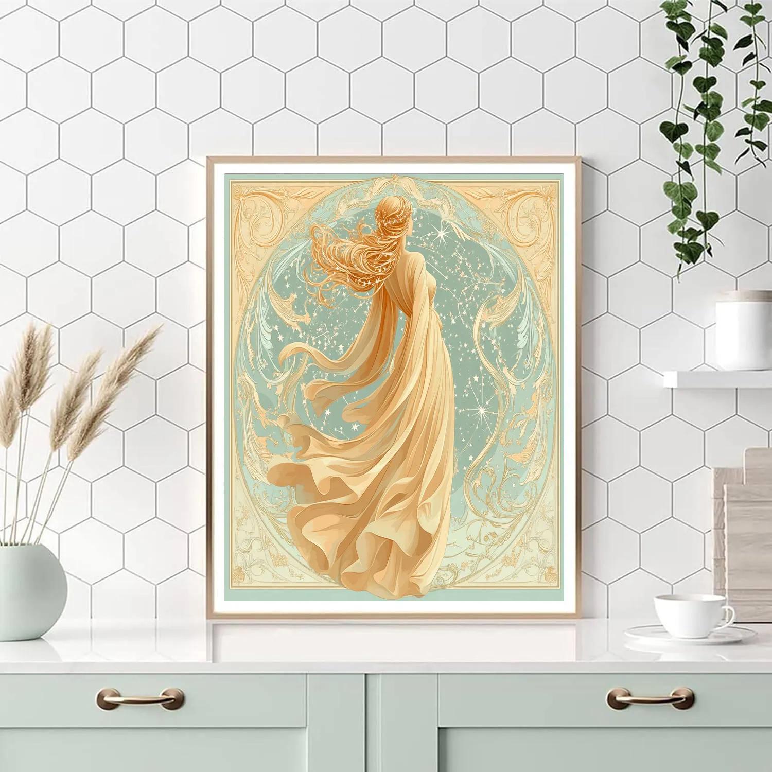 Alphonse Mucha Inspired Zodiac Constellation Muse DIY paint by numbers