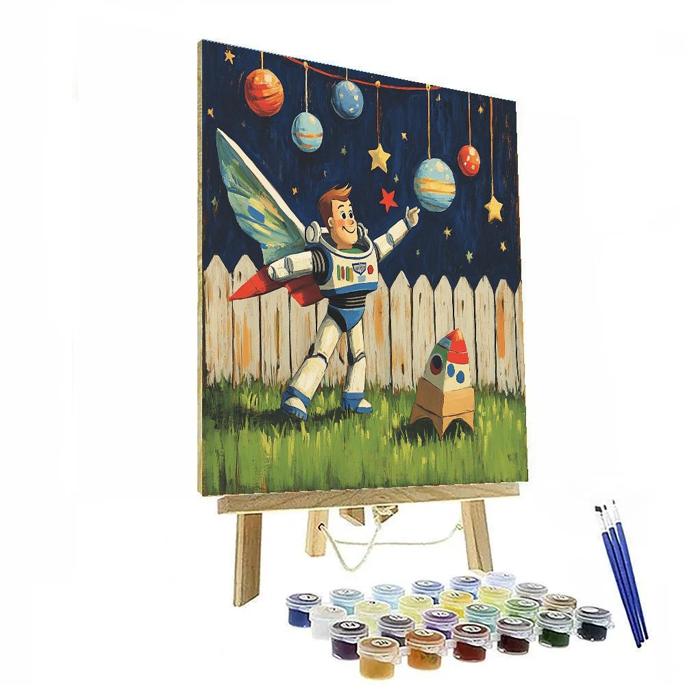 Buzz Lightyear Galactic Backyard Mission Disney Inspired Number painting