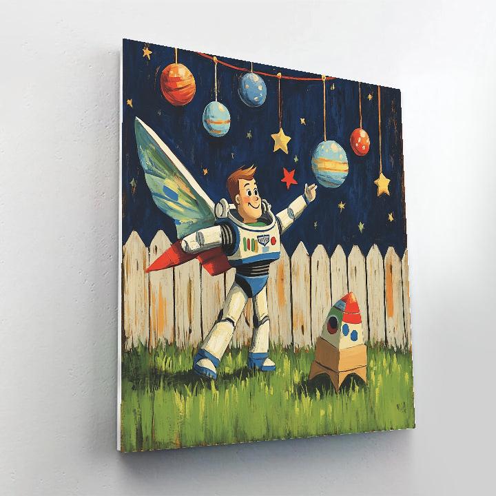 Buzz Lightyear Galactic Backyard Mission Disney Inspired Number painting