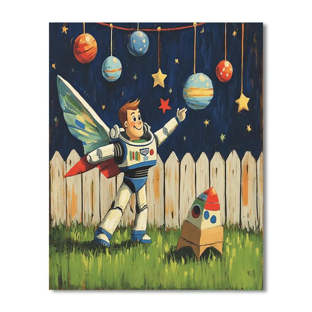 Buzz Lightyear Galactic Backyard Mission Disney Inspired Number painting