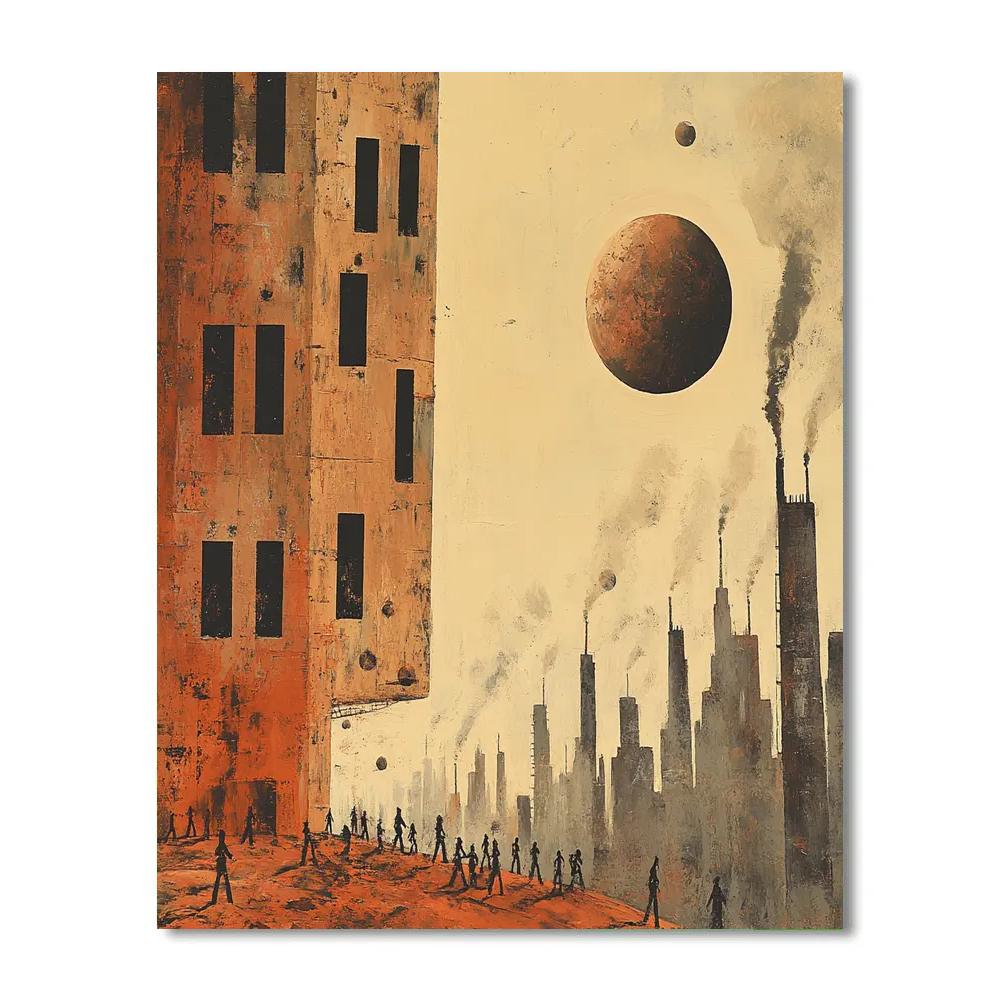 Lowry Inspired Factory Planet Skyline DIY paint by numbers