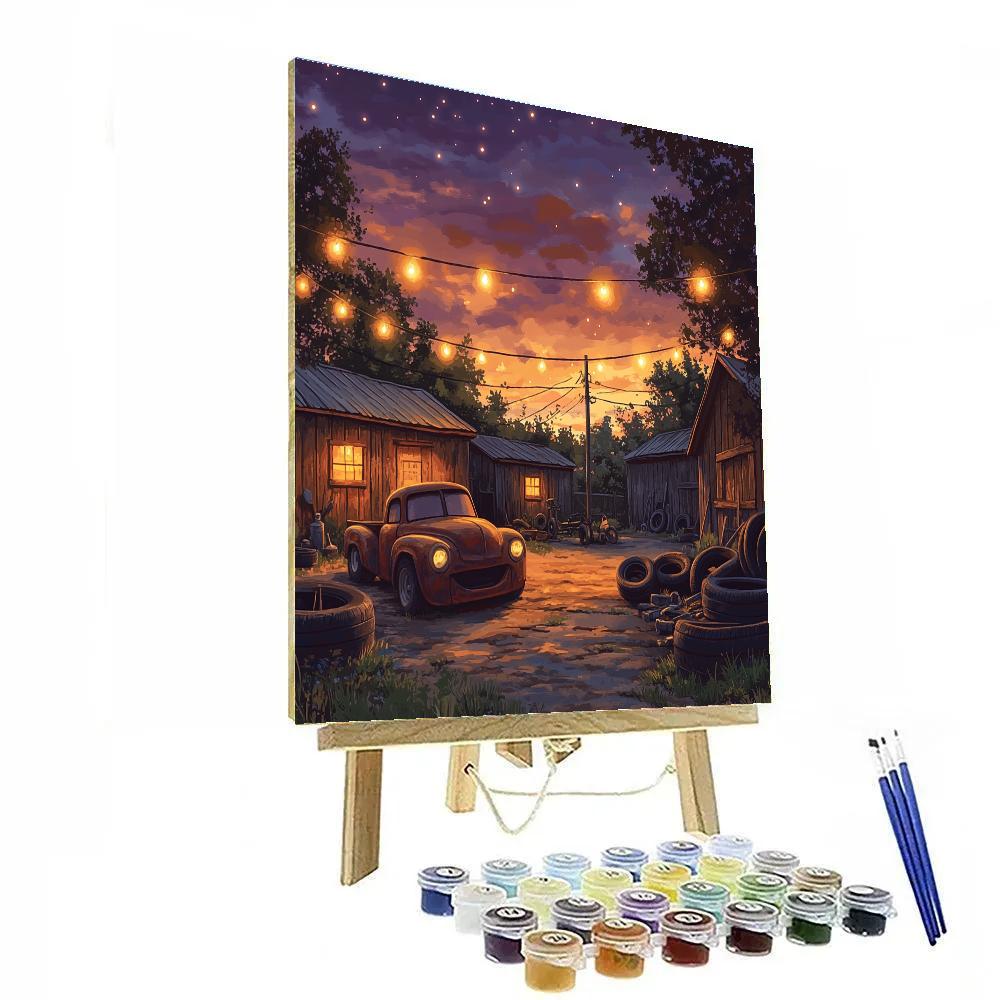Mater Cozy Tow Yard Evening Disney Inspired paint by numbers