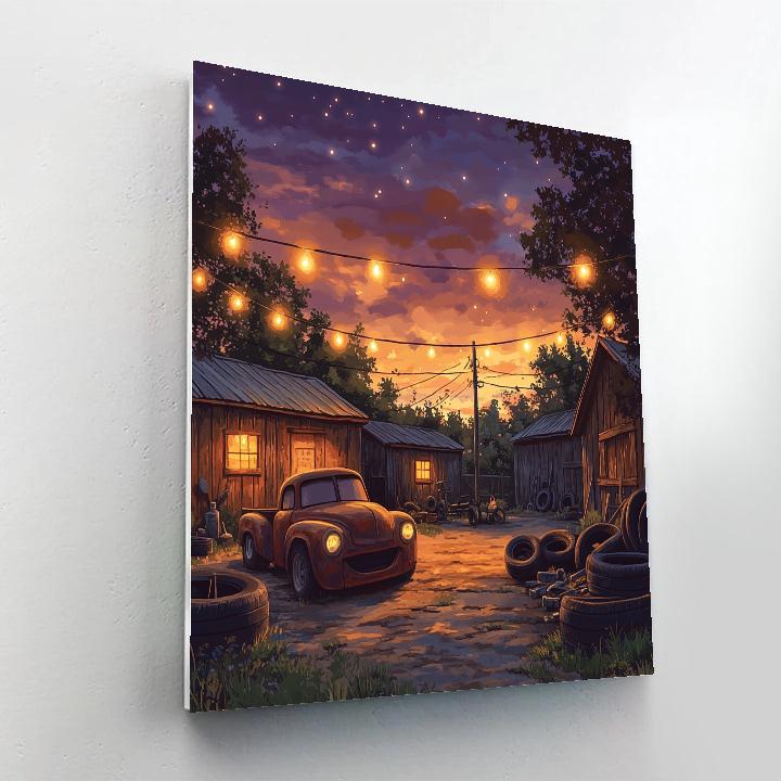 Mater Cozy Tow Yard Evening Disney Inspired paint by numbers