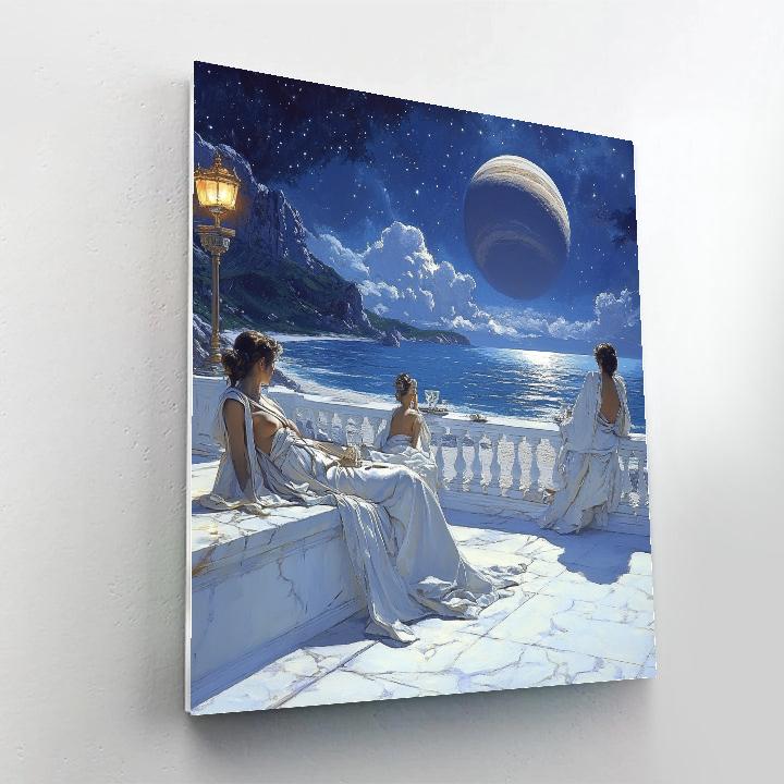 Alma Tadema Inspired Marble Terrace Under Stars Paint by numbers art