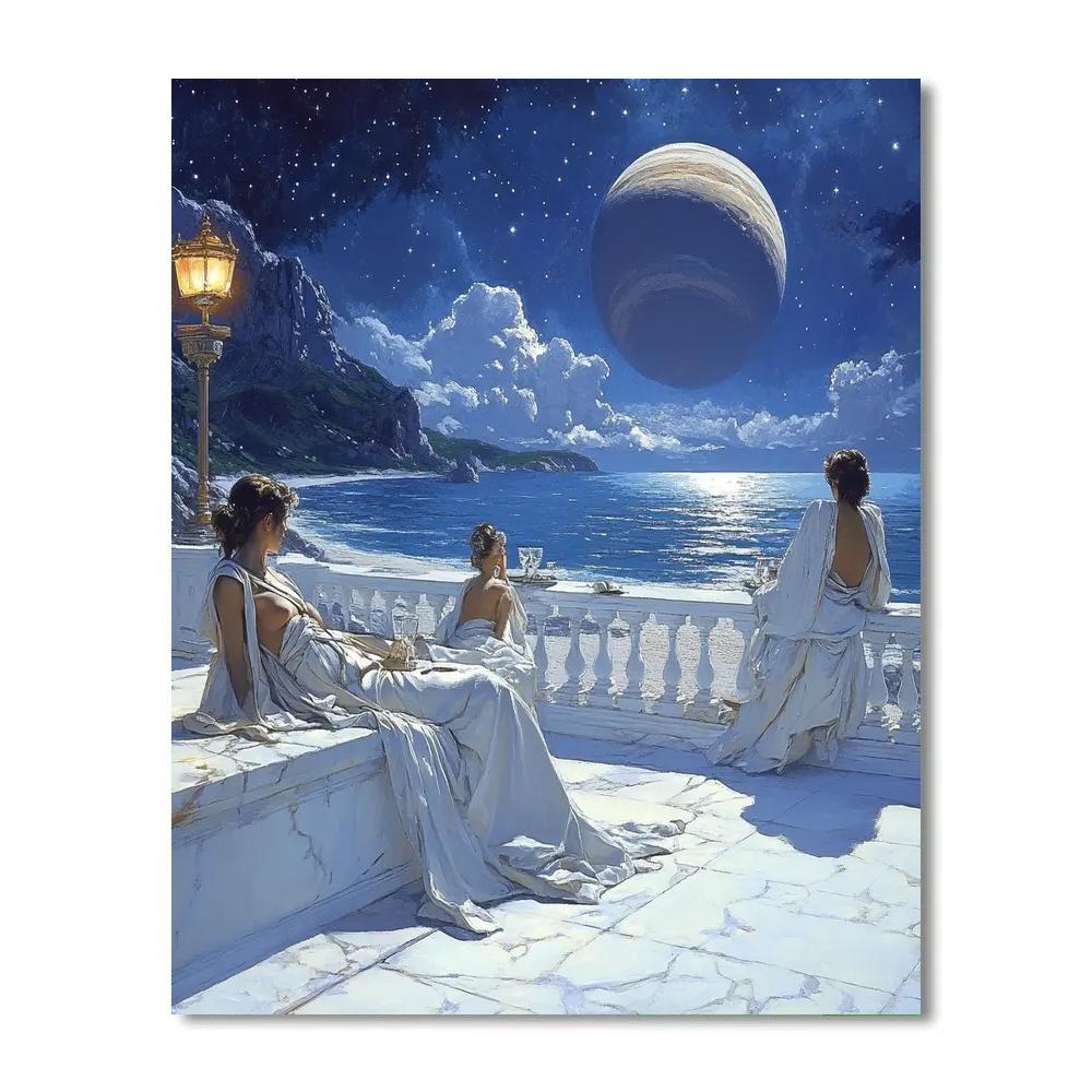 Alma Tadema Inspired Marble Terrace Under Stars Paint by numbers art