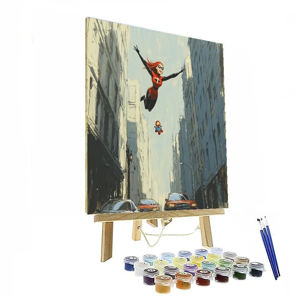 Elastigirl Downtown Rescue Stretch Disney Inspired painting number kit