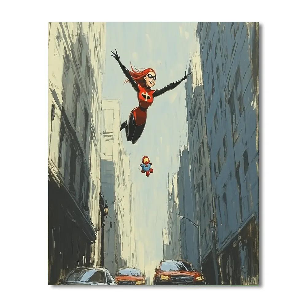 Elastigirl Downtown Rescue Stretch Disney Inspired painting number kit