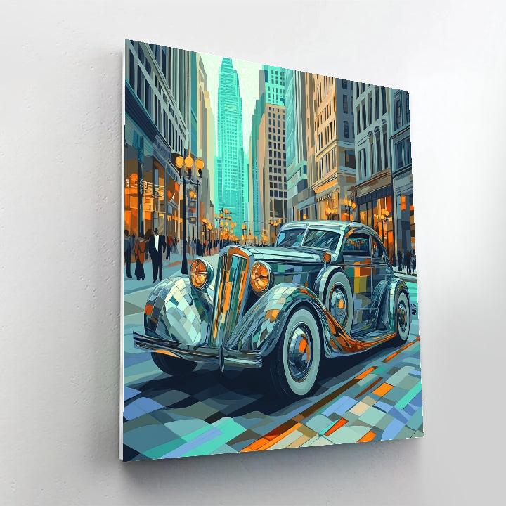 Picasso Inspired Cubist Vintage Car Boulevard painting number kit