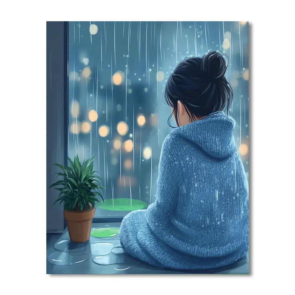 Sadness Rainy Window Corner Disney Inspired Number painting