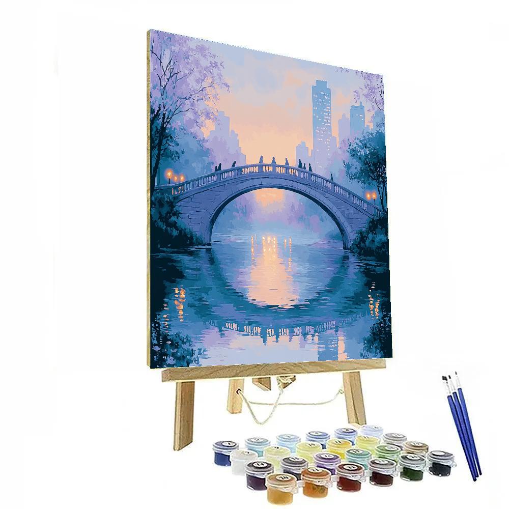 Monet Inspired Morning Mist Over River Bridge DIY paint by numbers