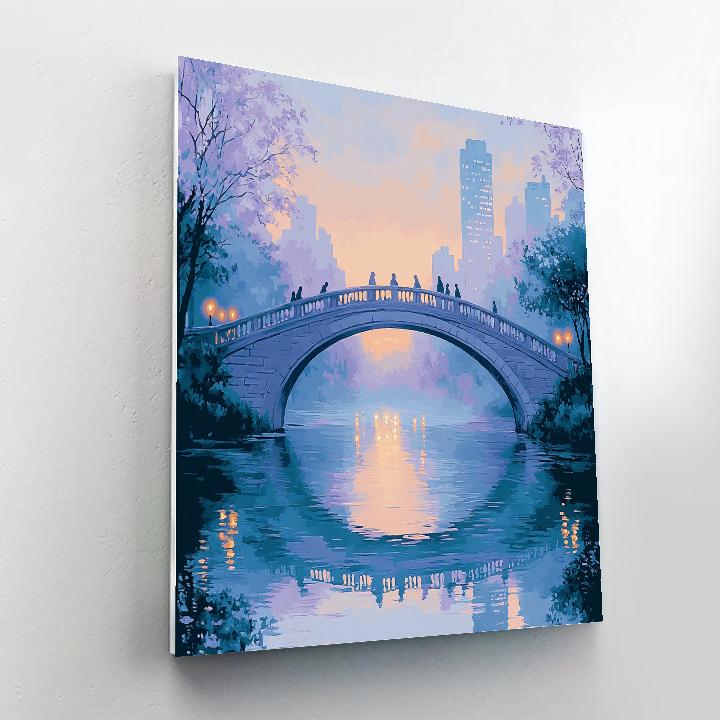 Monet Inspired Morning Mist Over River Bridge DIY paint by numbers