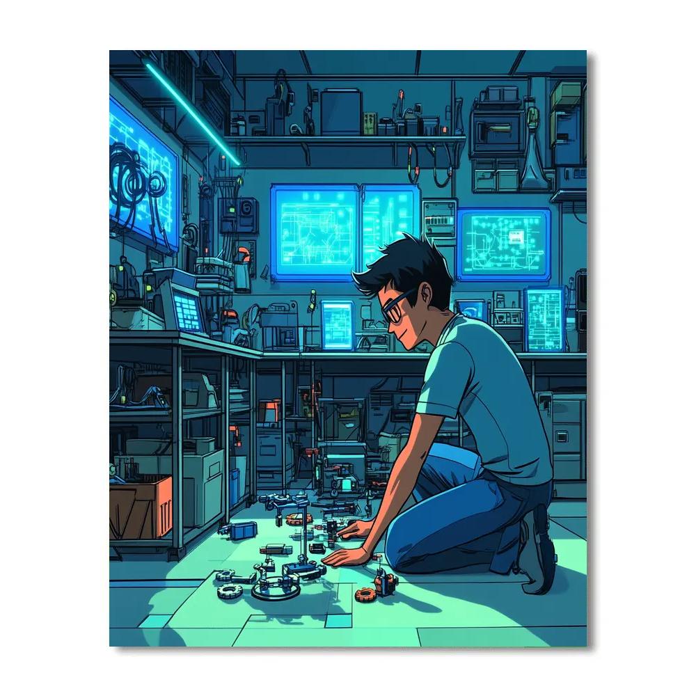 Hiro Hamada Robotics Lab Build Day Disney Inspired Painting by numbers kit