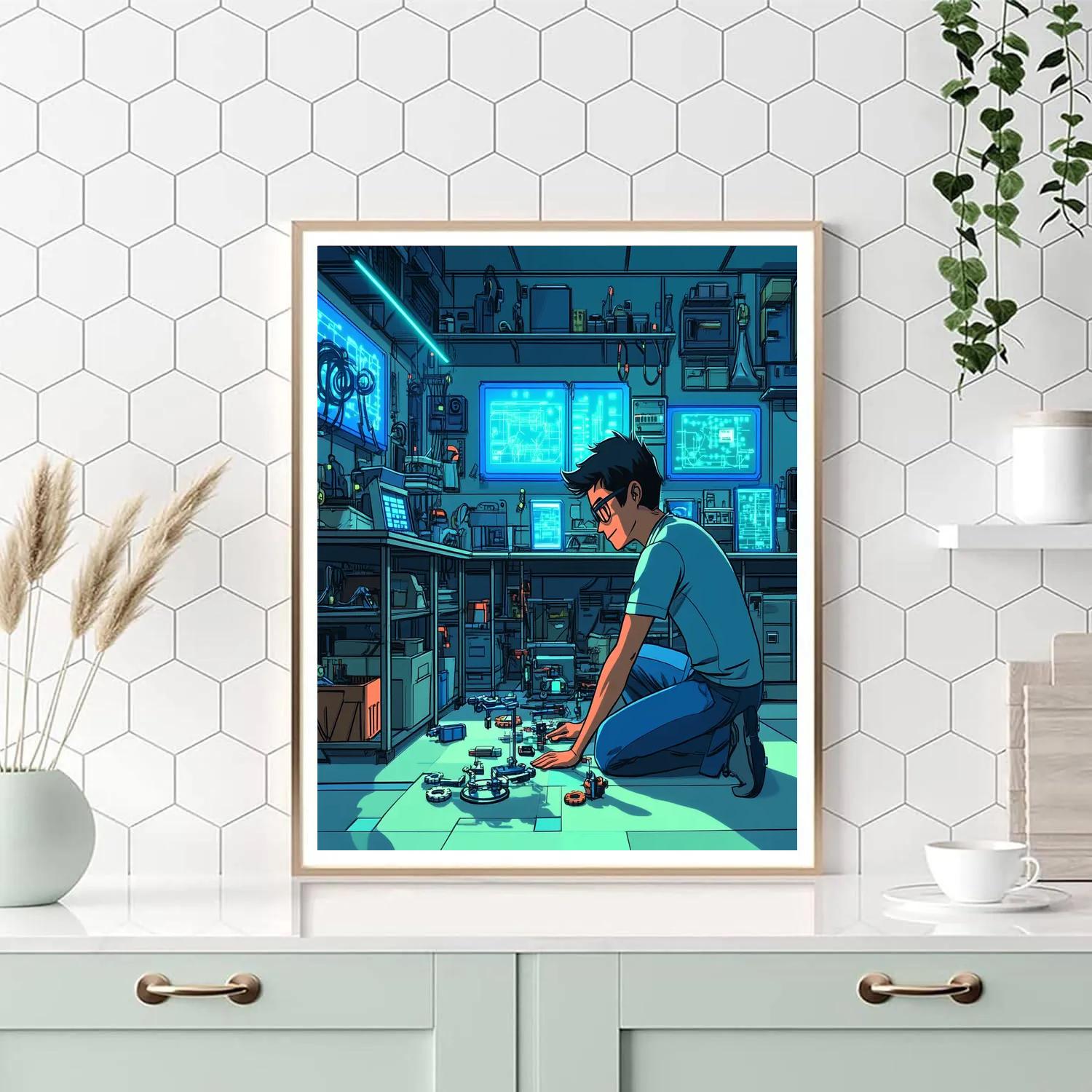 Hiro Hamada Robotics Lab Build Day Disney Inspired Painting by numbers kit