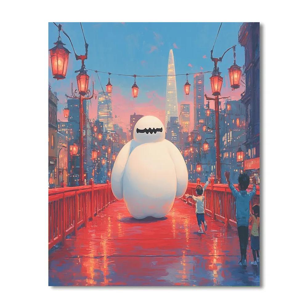 Baymax San Fransokyo Bridge Stroll Disney Inspired Painting by numbers kit
