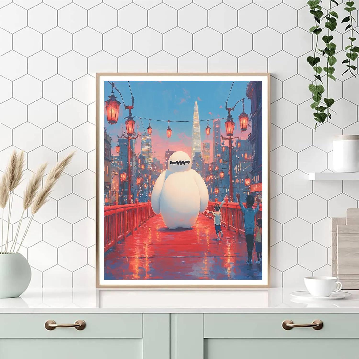 Baymax San Fransokyo Bridge Stroll Disney Inspired Painting by numbers kit