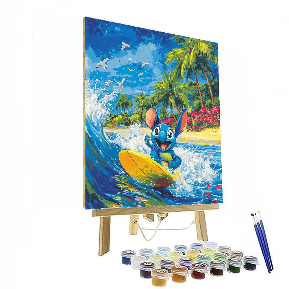 Stitch Island Surf Fun Disney Inspired Paint by numbers art