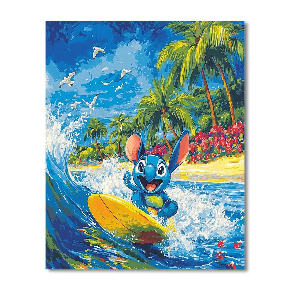 Stitch Island Surf Fun Disney Inspired Paint by numbers art