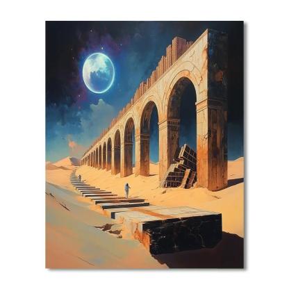 Salvador Dali Inspired Eclipse Over A Desert Library Paint by numbers kits