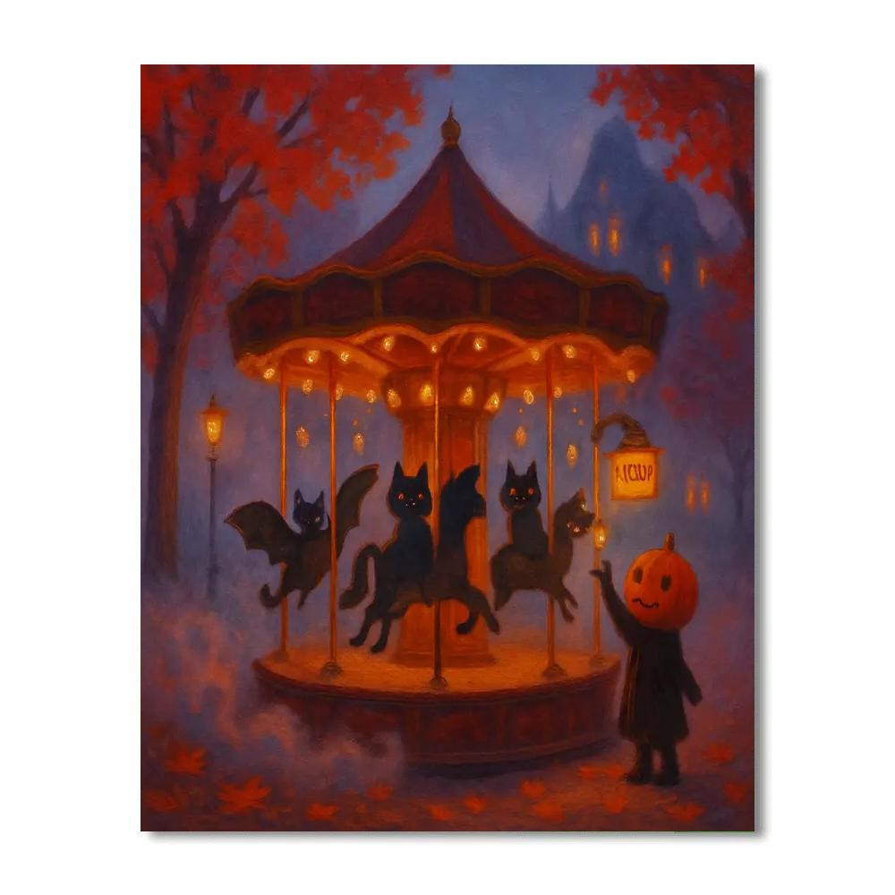 The Haunted Carousel In The Maple Fog Paint by numbers kits