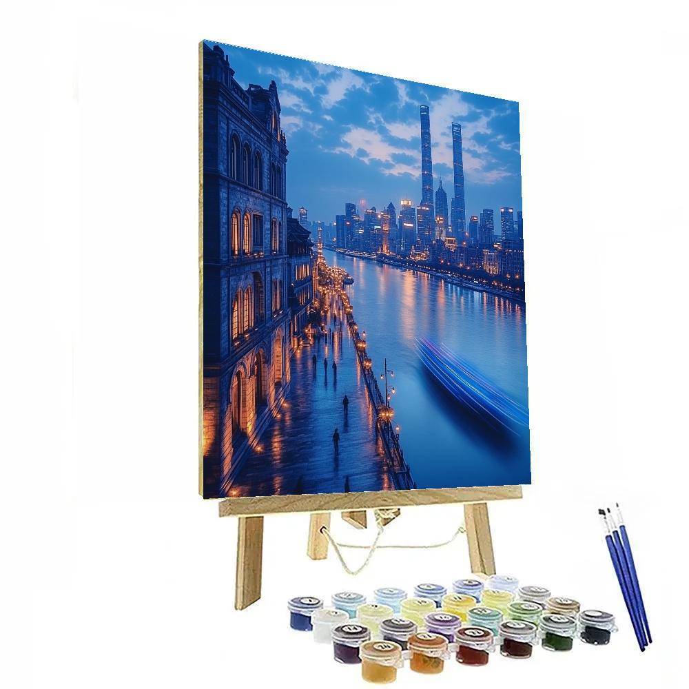 Blue Hour At The Bund Waterfront Shanghai China paint by numbers