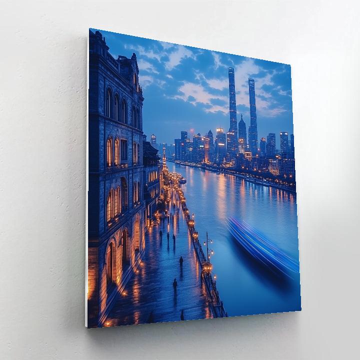 Blue Hour At The Bund Waterfront Shanghai China paint by numbers