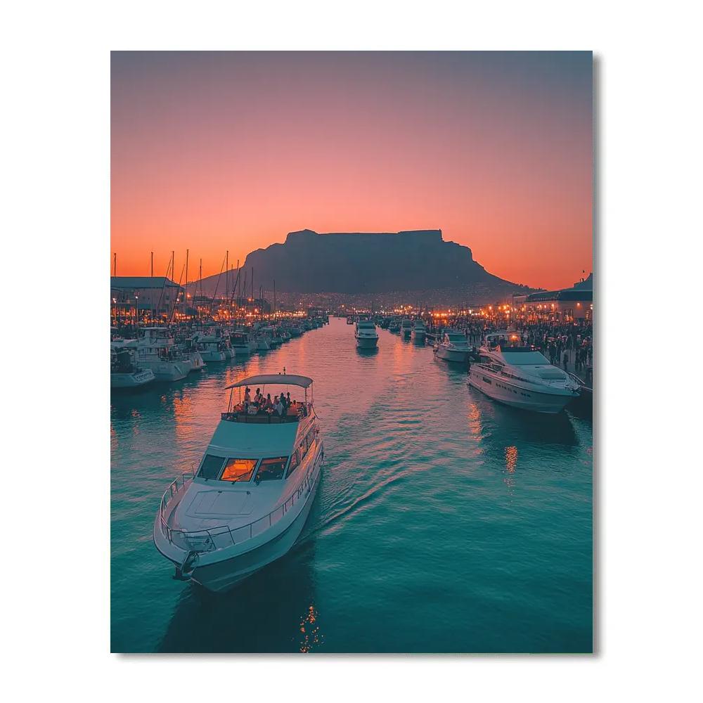 Sunset Over Table Mountain From The V And A Waterfront Cape Town South Africa Number painting