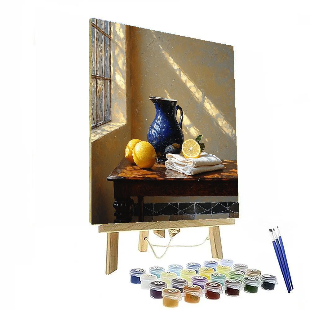 Johannes Vermeer Inspired Lapis Jug And Lemons In Window Light Paint by numbers kits