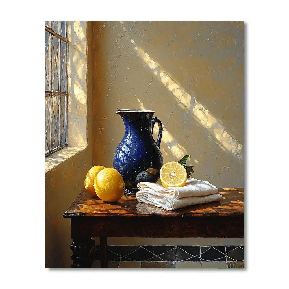 Johannes Vermeer Inspired Lapis Jug And Lemons In Window Light Paint by numbers kits
