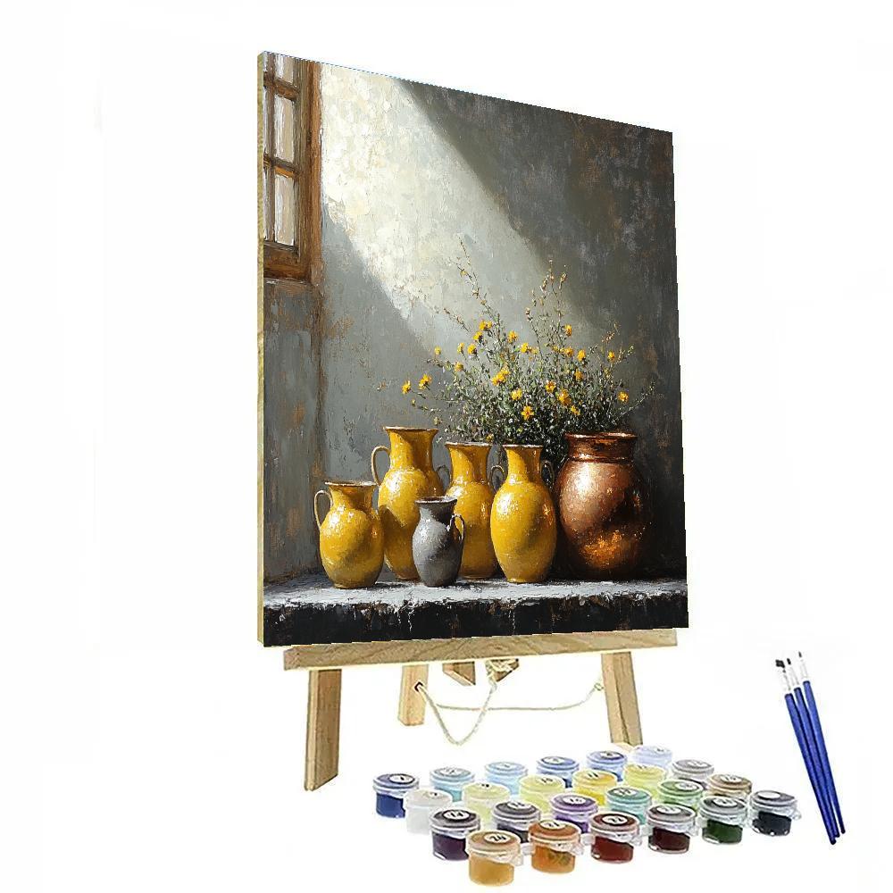 Diego Velázquez Inspired Silvery Bodegon Of Earthenware And Copper Glow Numbered painting kits
