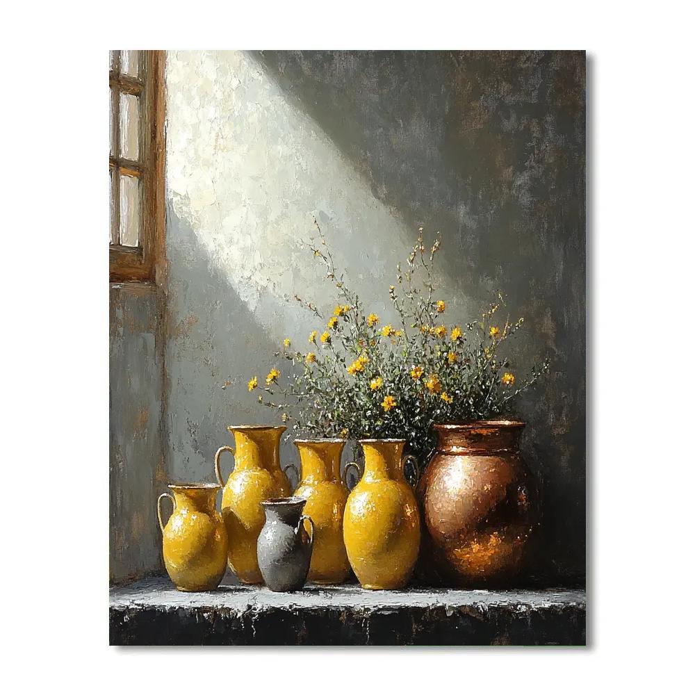 Diego Velázquez Inspired Silvery Bodegon Of Earthenware And Copper Glow Numbered painting kits