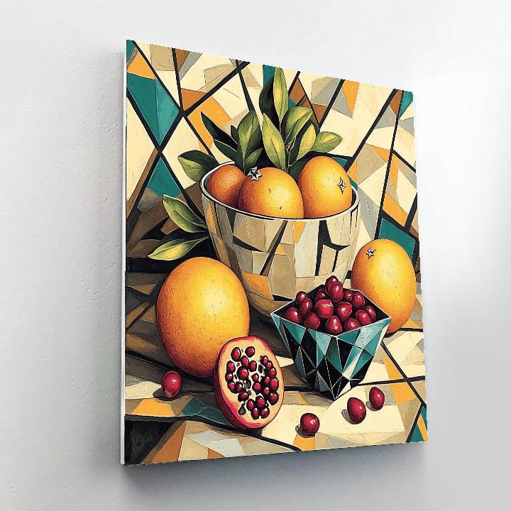 Pablo Picasso Inspired Cubist Orchard Still Life With Fractured Citrus Numbered painting kits