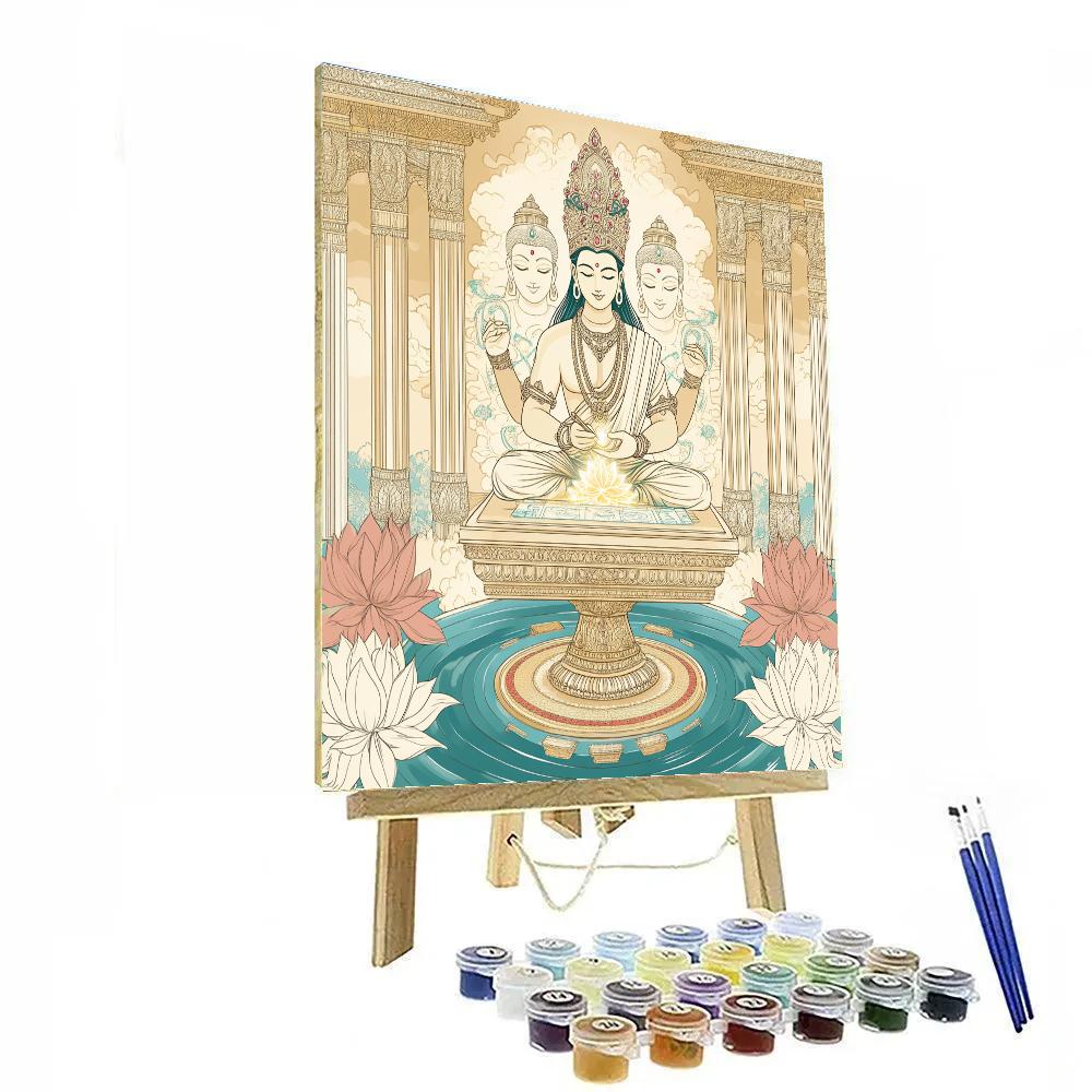 Brahma Lotus Blueprint Pavilion Paint by numbers kits