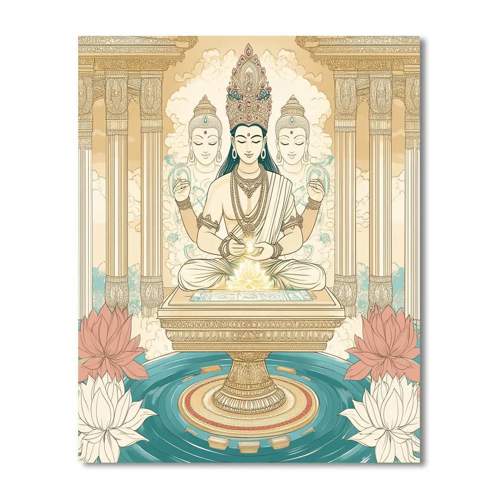 Brahma Lotus Blueprint Pavilion Paint by numbers kits