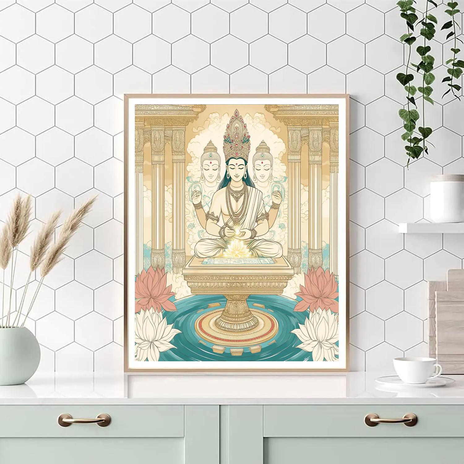 Brahma Lotus Blueprint Pavilion Paint by numbers kits
