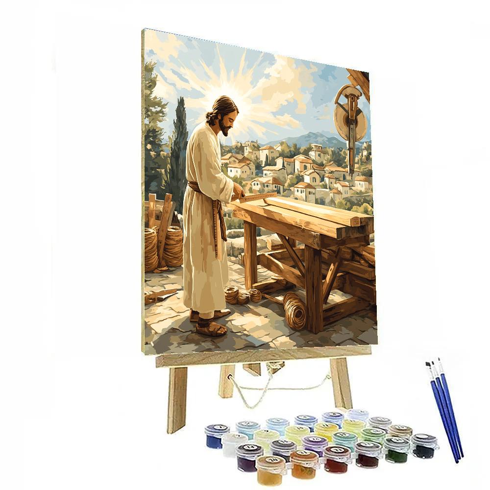 Carpenter Bench With Jesus Light paint by number