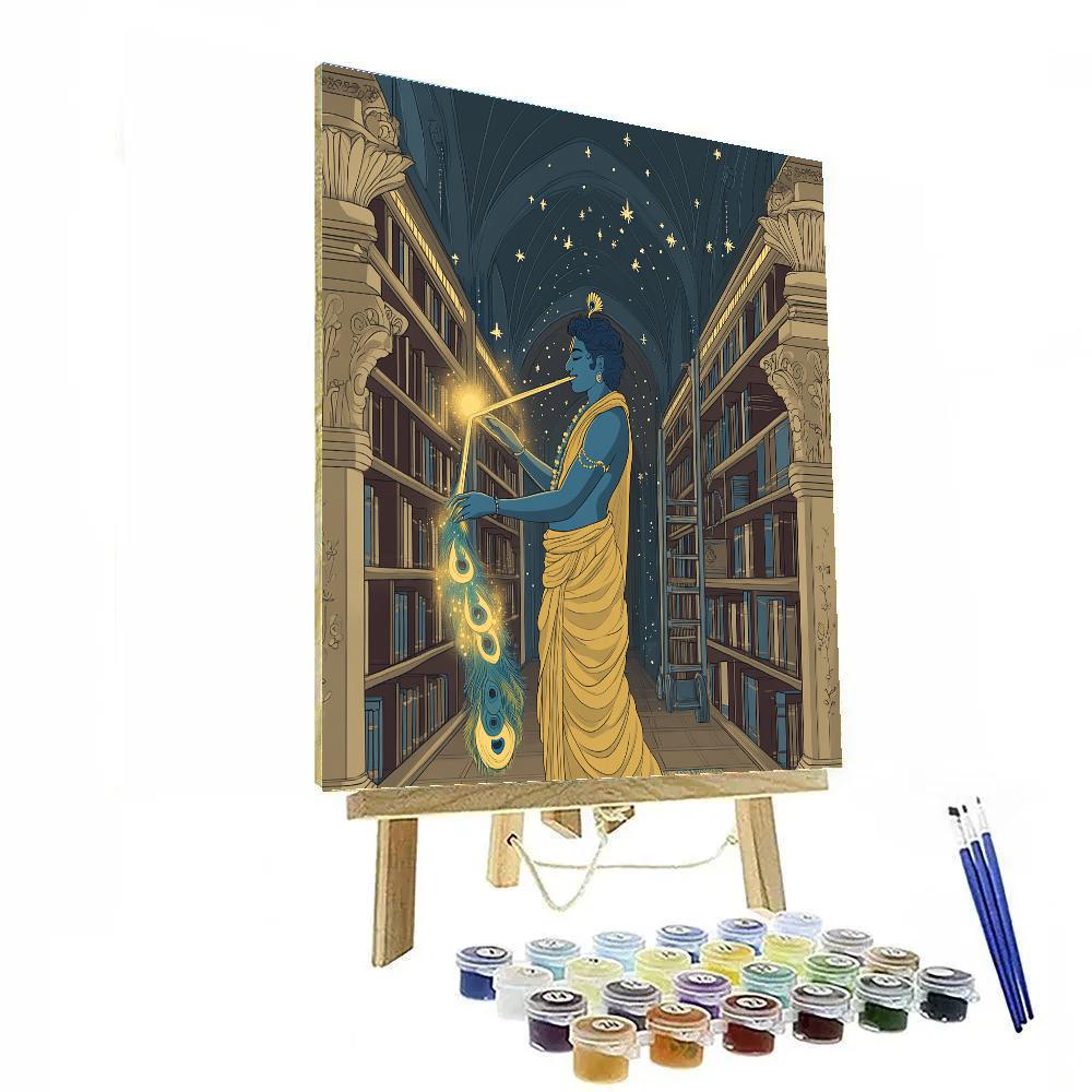 Krishna As A Library Guardian With A Flute Bookmark Painting by numbers kit
