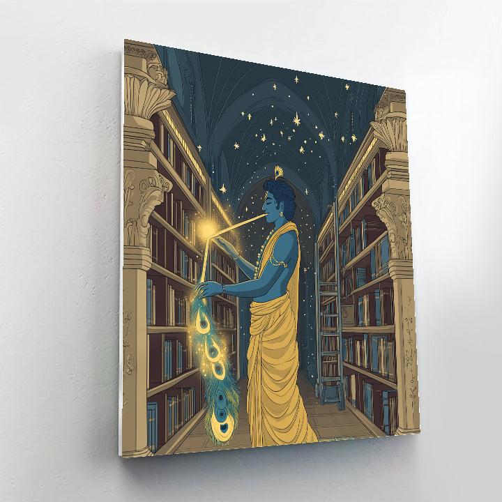 Krishna As A Library Guardian With A Flute Bookmark Painting by numbers kit