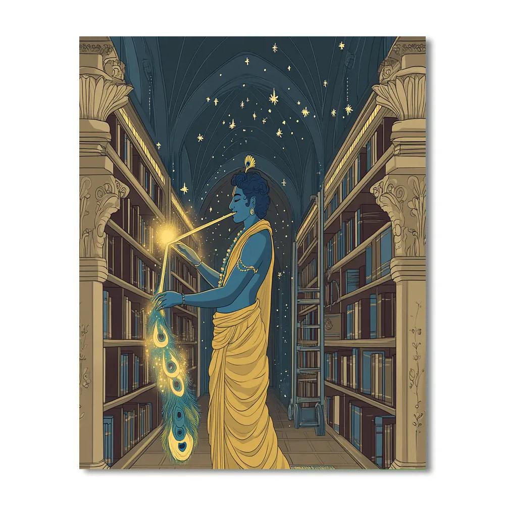 Krishna As A Library Guardian With A Flute Bookmark Painting by numbers kit