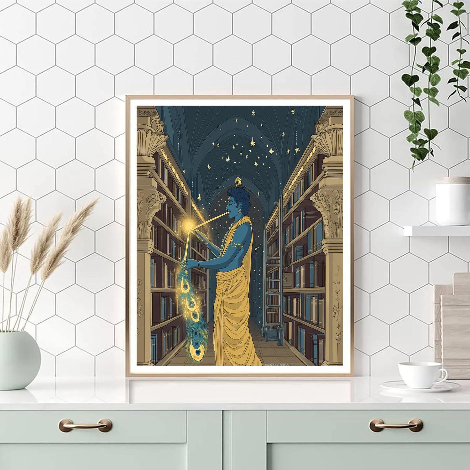 Krishna As A Library Guardian With A Flute Bookmark Painting by numbers kit