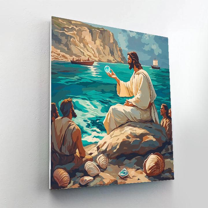 Jesus With The Sea Glass Parable DIY paint by numbers