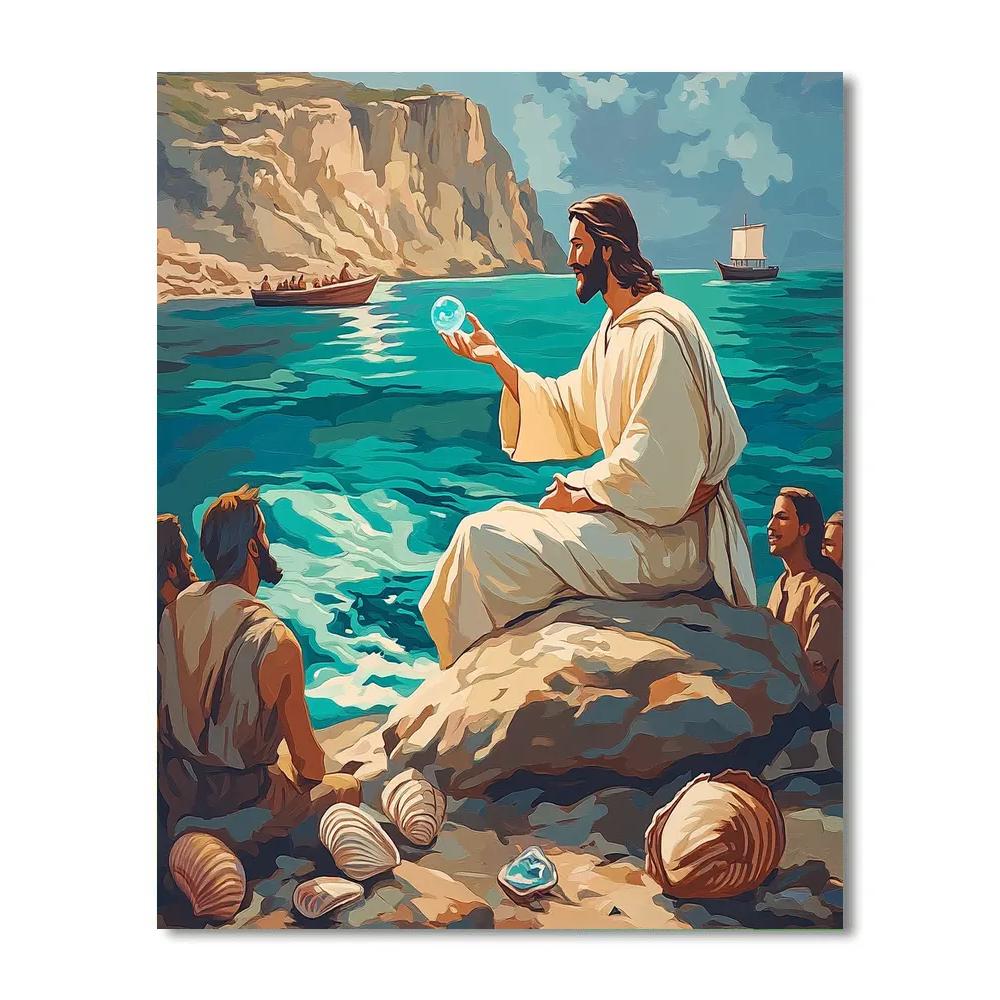 Jesus With The Sea Glass Parable DIY paint by numbers