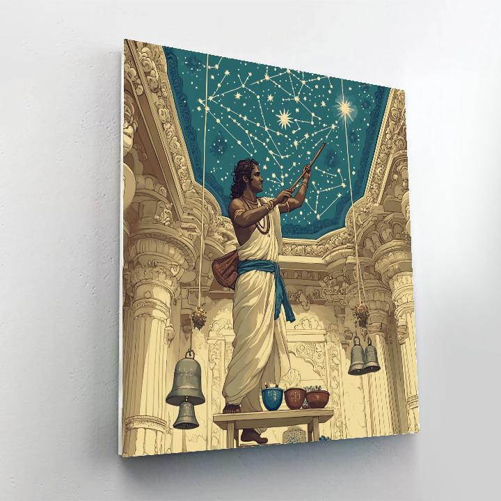 Krishna Painting Constellations On A Temple Ceiling paint by color